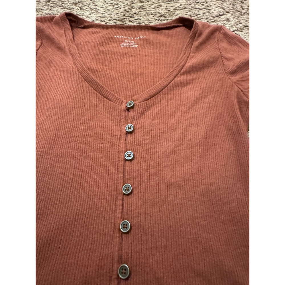 American Eagle Ribbed Button Front Cropped Top Y2… - image 2